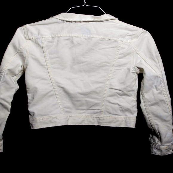 White Denim Distressed Jean Jacket - Picture 4 of 5